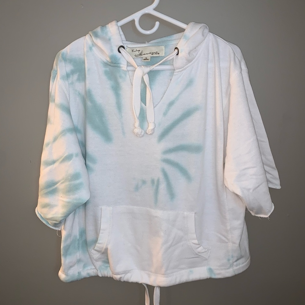 Tie dye short sleeve hoodie
